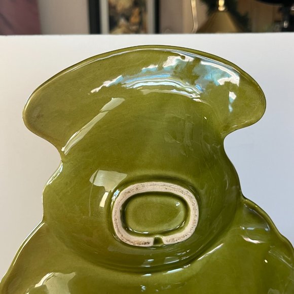 California Pottery Onion Soup Chip Dip Recipe Avocado green Tray Glaze MCM - Picture 7 of 16